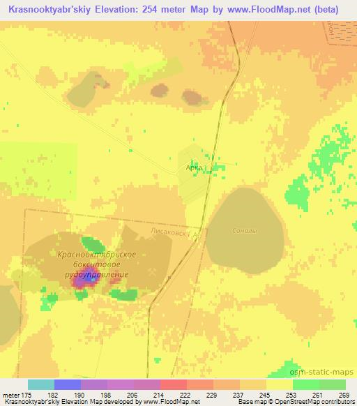 Krasnooktyabr'skiy,Kazakhstan Elevation Map