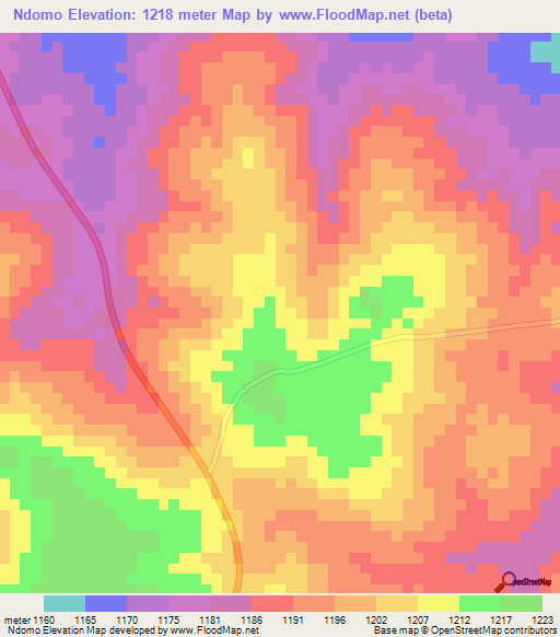 Ndomo,Tanzania Elevation Map