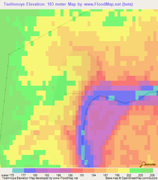 Tselinnoye,Kazakhstan Elevation Map