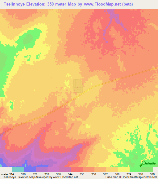 Tselinnoye,Kazakhstan Elevation Map