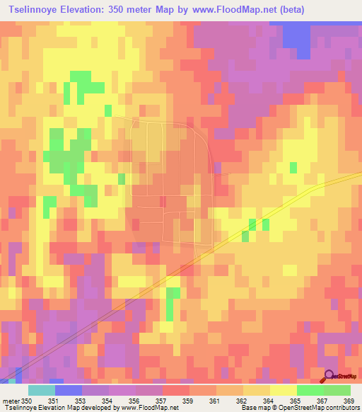 Tselinnoye,Kazakhstan Elevation Map