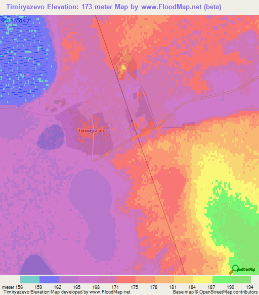 Timiryazevo,Kazakhstan Elevation Map