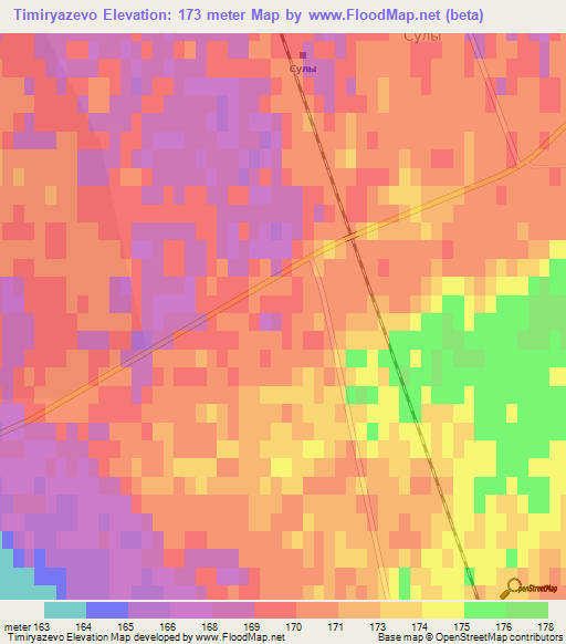 Timiryazevo,Kazakhstan Elevation Map