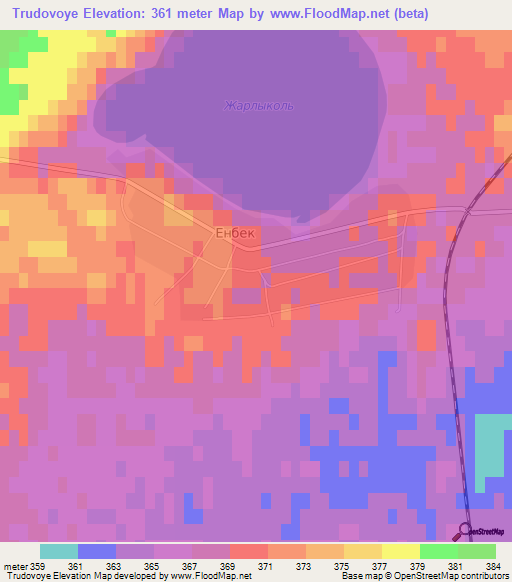 Trudovoye,Kazakhstan Elevation Map