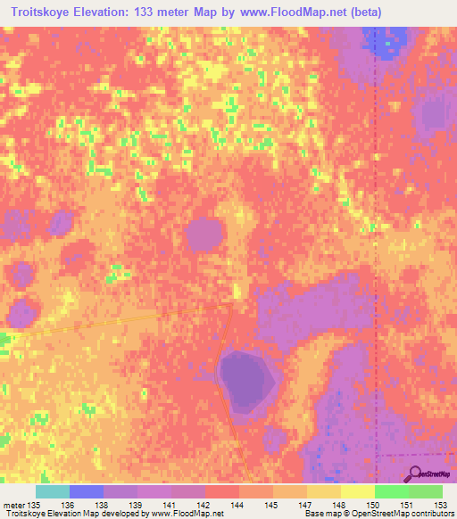 Troitskoye,Kazakhstan Elevation Map