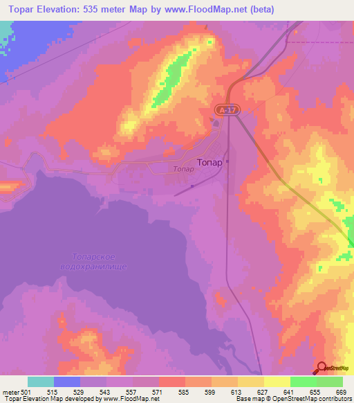 Topar,Kazakhstan Elevation Map