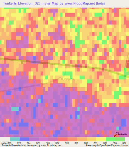 Tonkeris,Kazakhstan Elevation Map