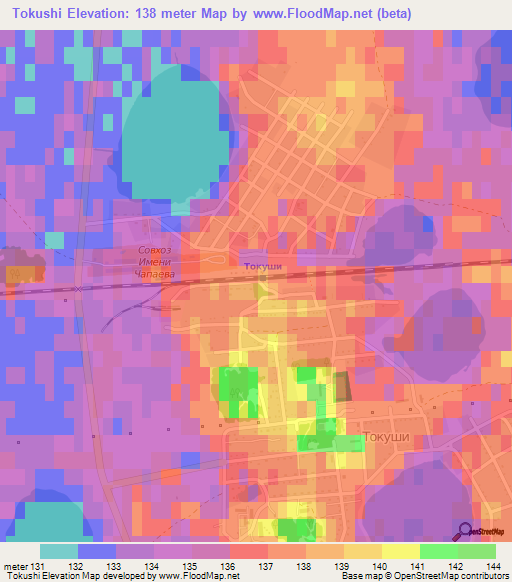 Tokushi,Kazakhstan Elevation Map
