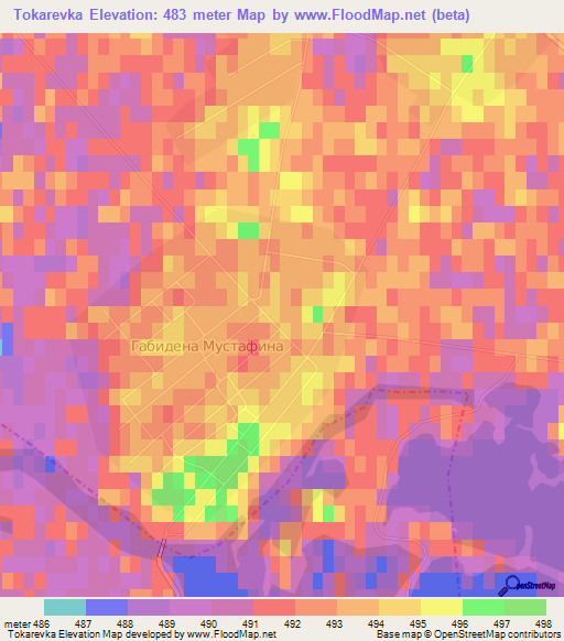 Tokarevka,Kazakhstan Elevation Map