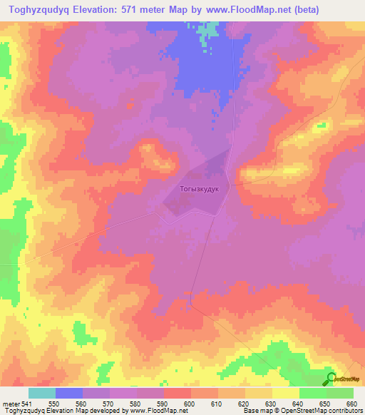 Toghyzqudyq,Kazakhstan Elevation Map