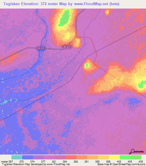 Tugisken,Kazakhstan Elevation Map