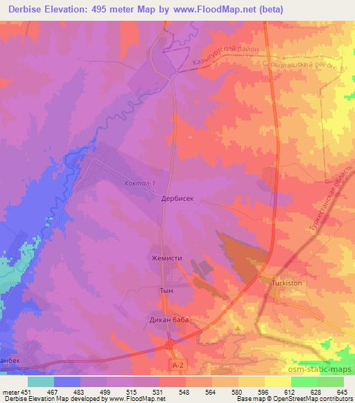 Derbise,Kazakhstan Elevation Map
