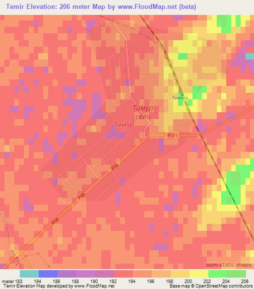 Temir,Kazakhstan Elevation Map