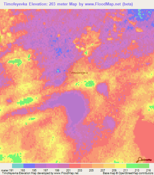 Timofeyevka,Kazakhstan Elevation Map