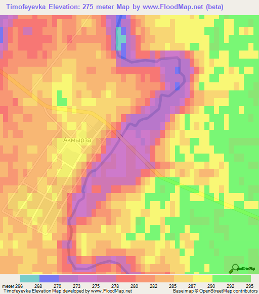 Timofeyevka,Kazakhstan Elevation Map