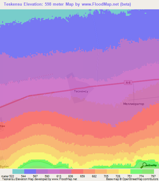 Teskensu,Kazakhstan Elevation Map