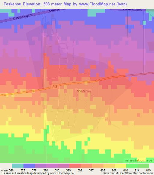 Teskensu,Kazakhstan Elevation Map