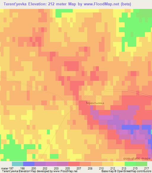 Terent'yevka,Kazakhstan Elevation Map