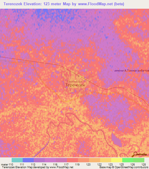 Terenozek,Kazakhstan Elevation Map