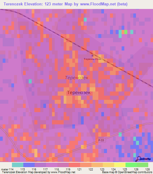 Terenozek,Kazakhstan Elevation Map