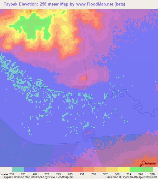 Taypak,Kazakhstan Elevation Map