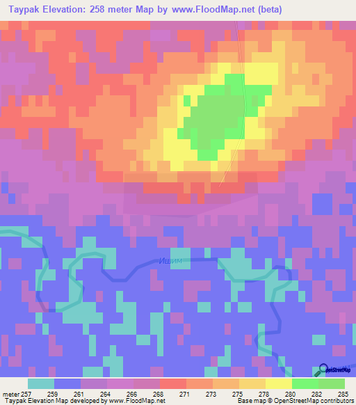 Taypak,Kazakhstan Elevation Map