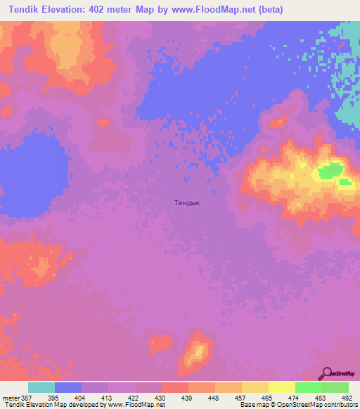 Tendik,Kazakhstan Elevation Map