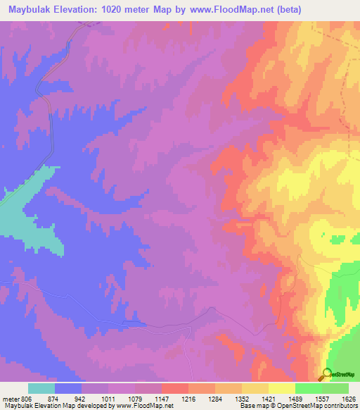 Maybulak,Kazakhstan Elevation Map