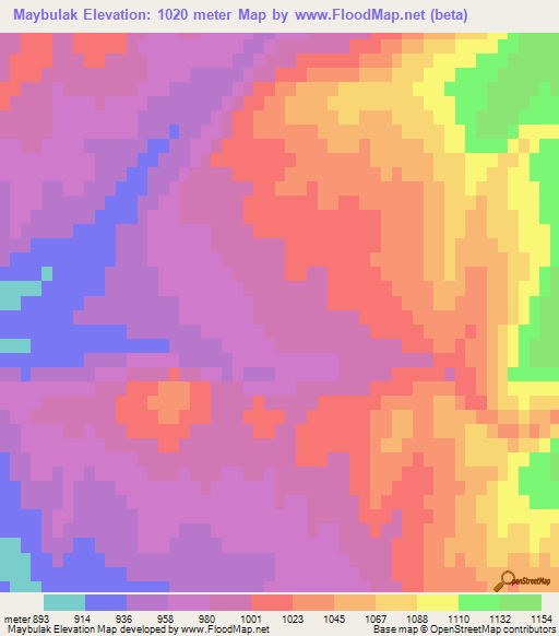 Maybulak,Kazakhstan Elevation Map