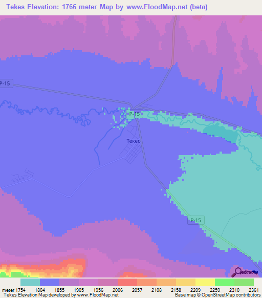 Tekes,Kazakhstan Elevation Map