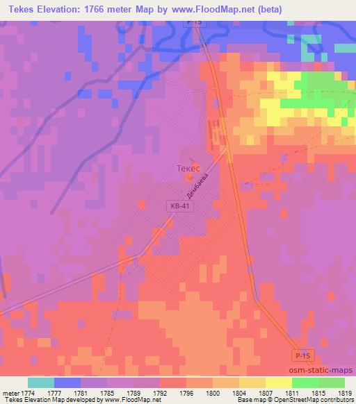 Tekes,Kazakhstan Elevation Map
