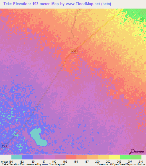 Teke,Kazakhstan Elevation Map