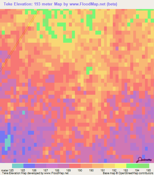 Teke,Kazakhstan Elevation Map