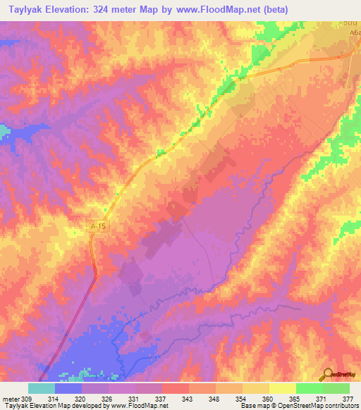 Taylyak,Kazakhstan Elevation Map