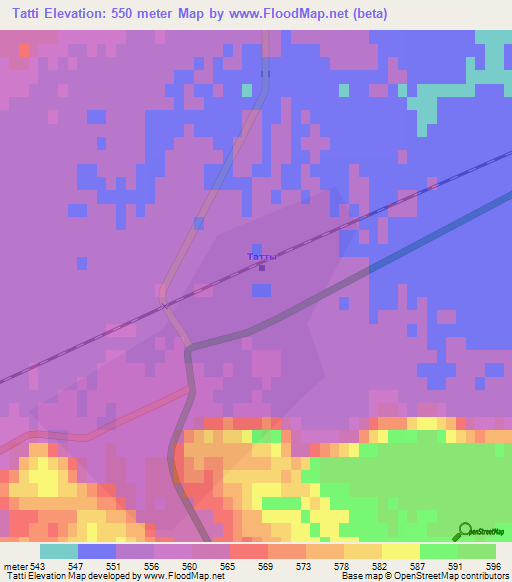 Tatti,Kazakhstan Elevation Map