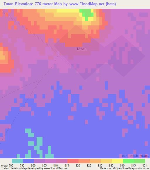 Tatan,Kazakhstan Elevation Map