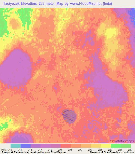 Tastyozek,Kazakhstan Elevation Map