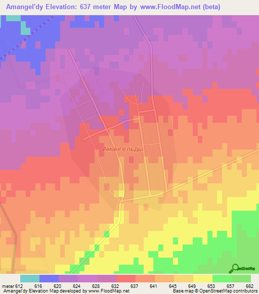 Amangel'dy,Kazakhstan Elevation Map