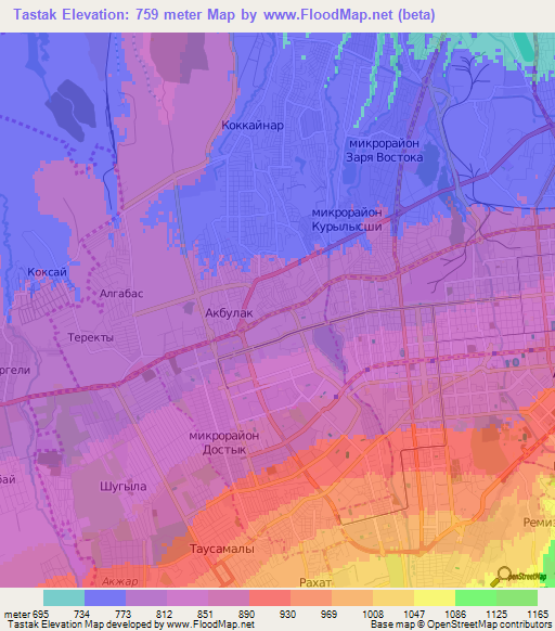 Tastak,Kazakhstan Elevation Map