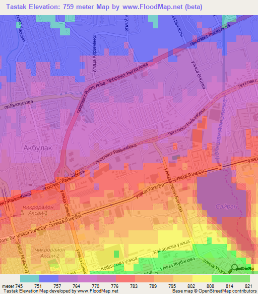 Tastak,Kazakhstan Elevation Map