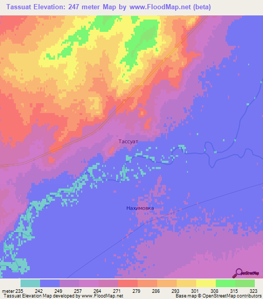Tassuat,Kazakhstan Elevation Map