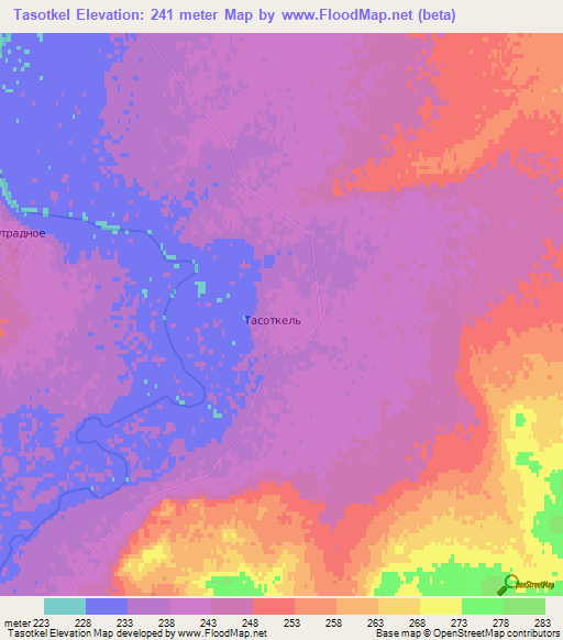 Tasotkel,Kazakhstan Elevation Map