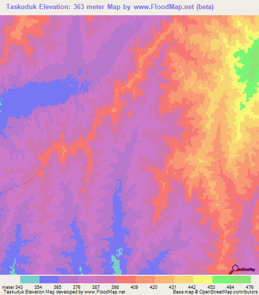 Taskuduk,Kazakhstan Elevation Map