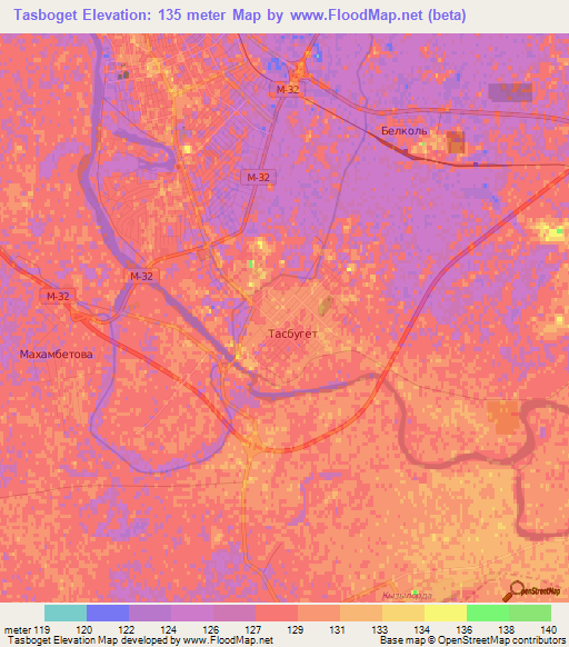 Tasboget,Kazakhstan Elevation Map