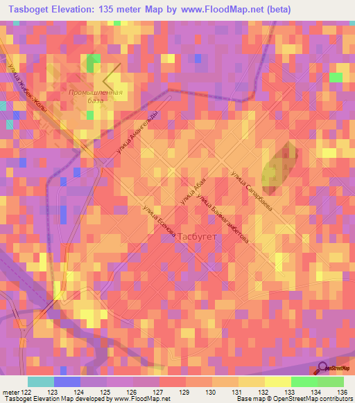 Tasboget,Kazakhstan Elevation Map