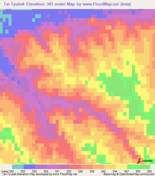 Tar-Tyubek,Kazakhstan Elevation Map