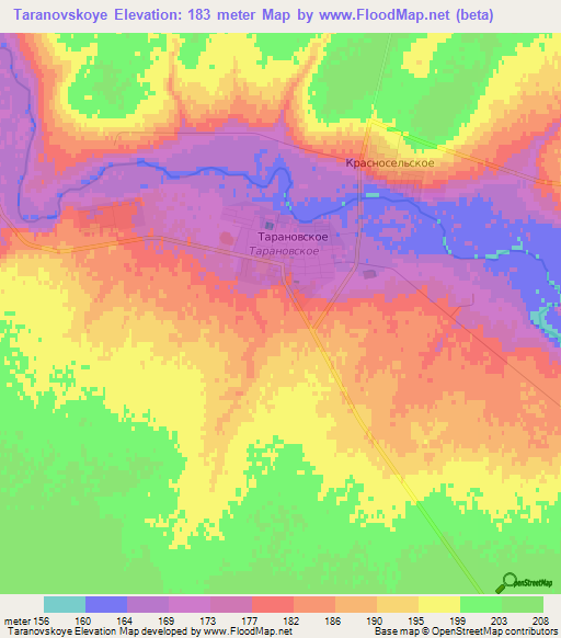 Taranovskoye,Kazakhstan Elevation Map
