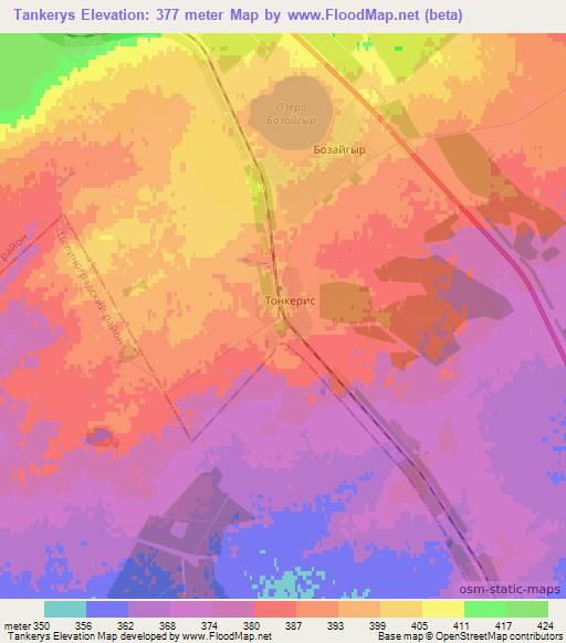 Tankerys,Kazakhstan Elevation Map