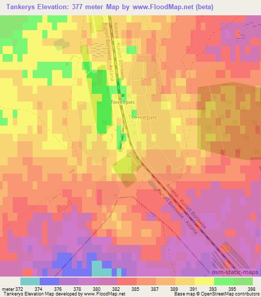 Tankerys,Kazakhstan Elevation Map