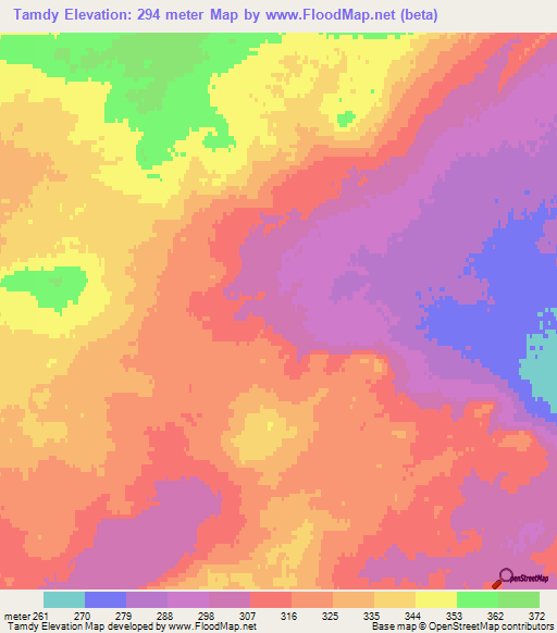 Tamdy,Kazakhstan Elevation Map